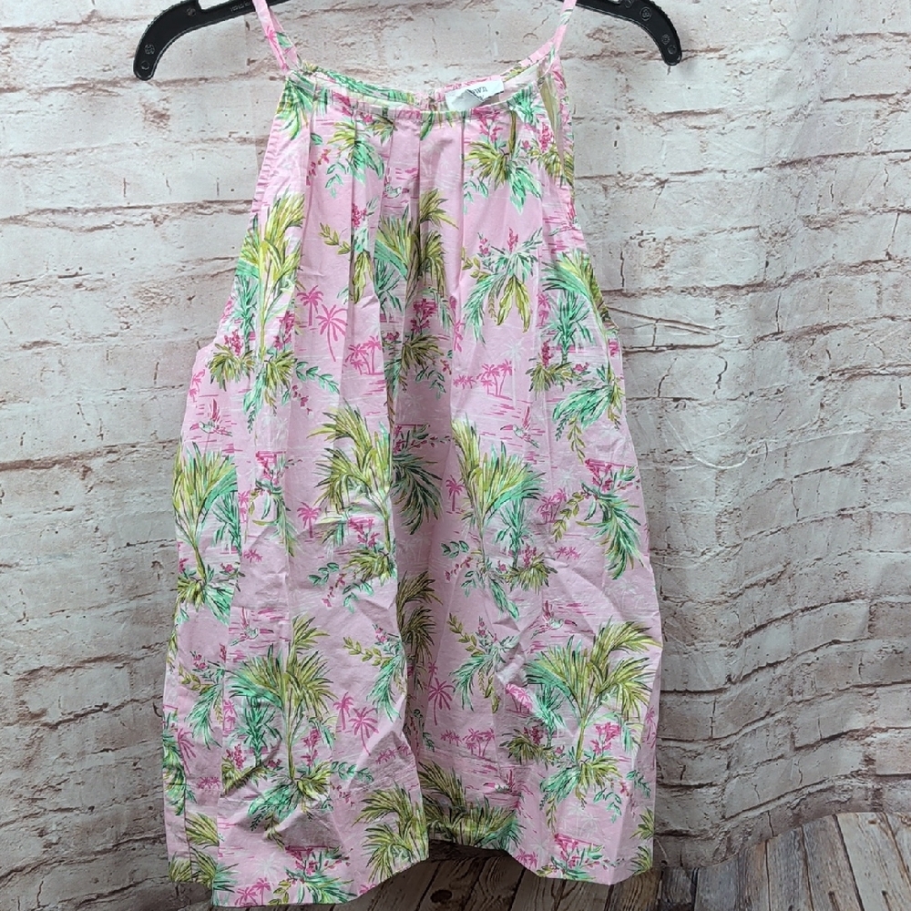 Crown & Ivy Pink and Green Tropical Tank Top Medium Nwt New